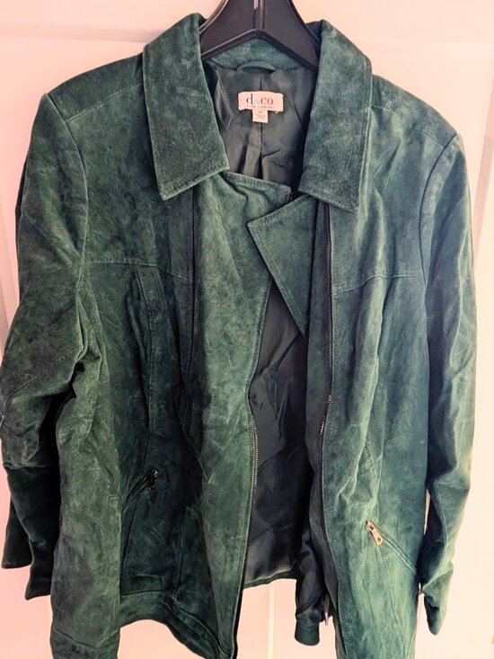 Denim&Co Jackets & Blazers - NWOT Denim & Co. Genuine Leather Jacket Forest Green - Washable - Size 2X